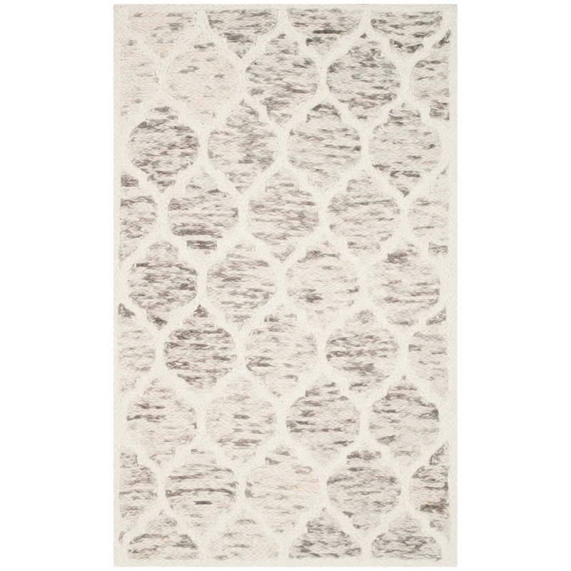 Bertok Hand Loomed Wool Geometric Rug, Rectangle 3' x 5'