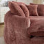 Canapé paresseux surdimensionné en polyester rose avec coussins et repose-pieds Sabio