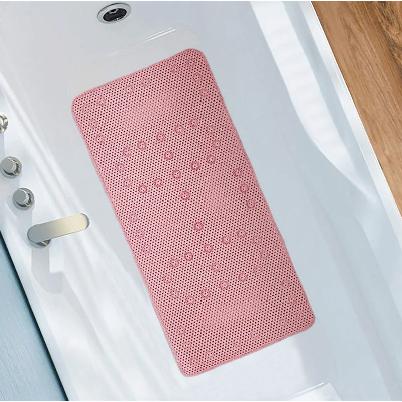 Aalasia Foam Non-Slip Shower Mat, Light Pink