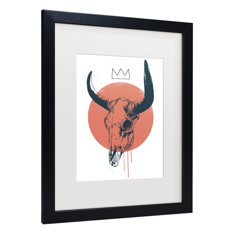 Art mural encadré - décoration murale Balazs Solti «Bull Skull» avec cadre mat - Art du salon, de la cuisine et de la salle de bain - 16 x 20