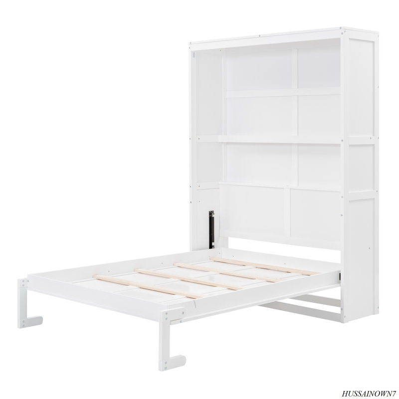 Lit escamotable mural avec tablettes Murphy, Lit double, Blanc
