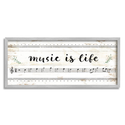 «Music Is Life», papier de composition avec notes en noir et blanc