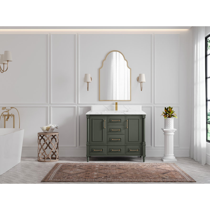 Aberdeen 42'' Single Bathroom Vanity with Top, Calacatta Laza