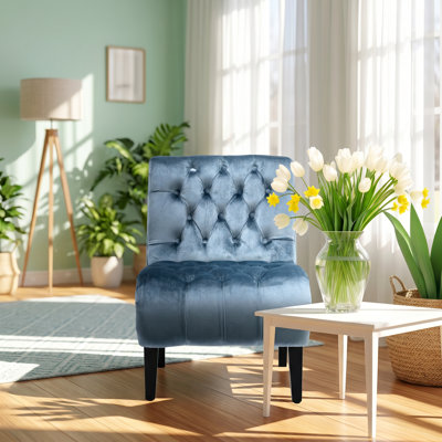 Fauteuil d'appoint tonneau en velours capitonné l 22,83 po x P 30,71 po COOLMORE