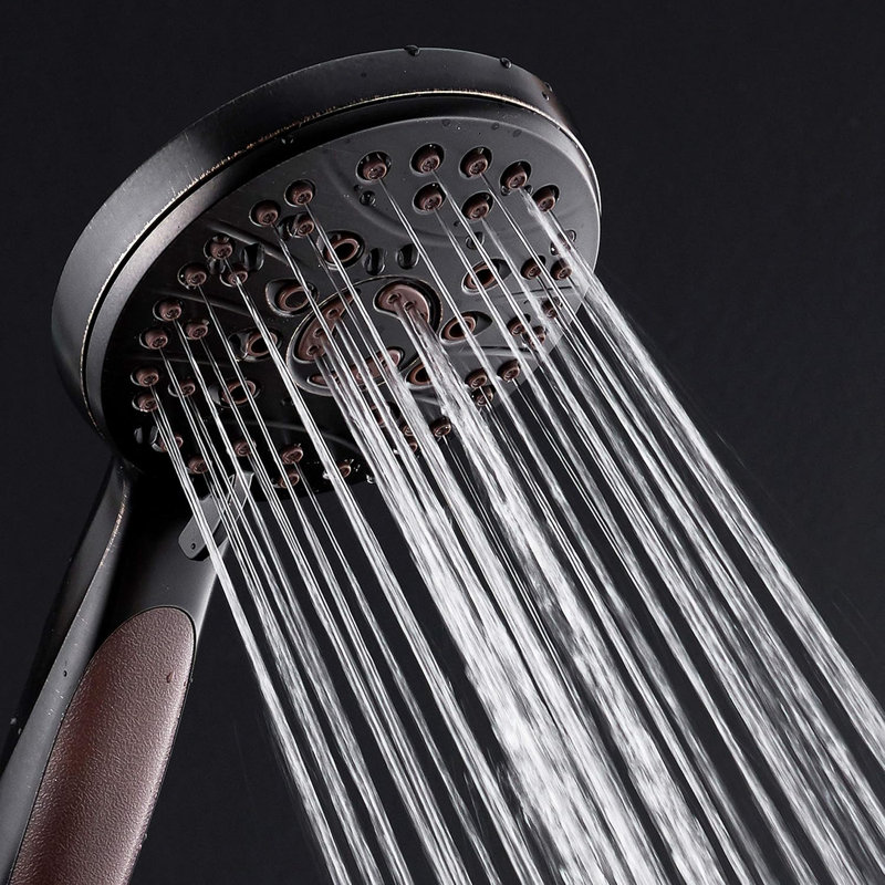 6-Setting High-Pressure Handheld Shower Head With Wall & Overhead Brackets - 2.5 GPM, Matte Black