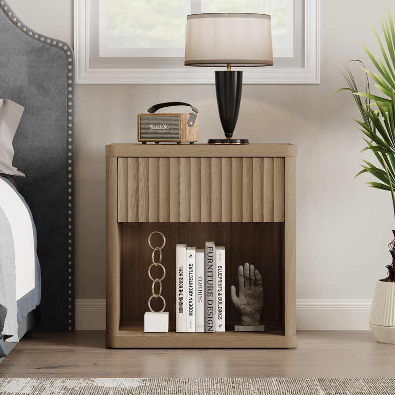 Cesiro 1-Drawer Nightstand, Natural Oak