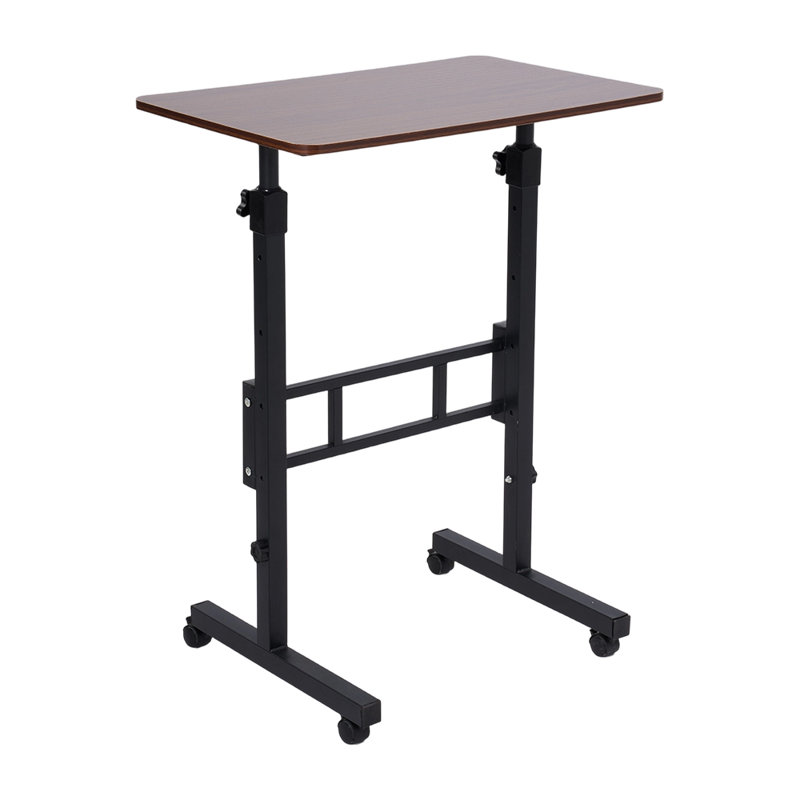 Adjustable Height Steel Floating Desk, Brown/Black