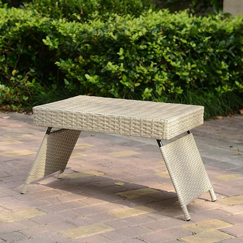 Portable Folding Wicker Table, Gray