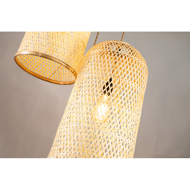 Luminaire suspendu en rotin tissé 3 lumières