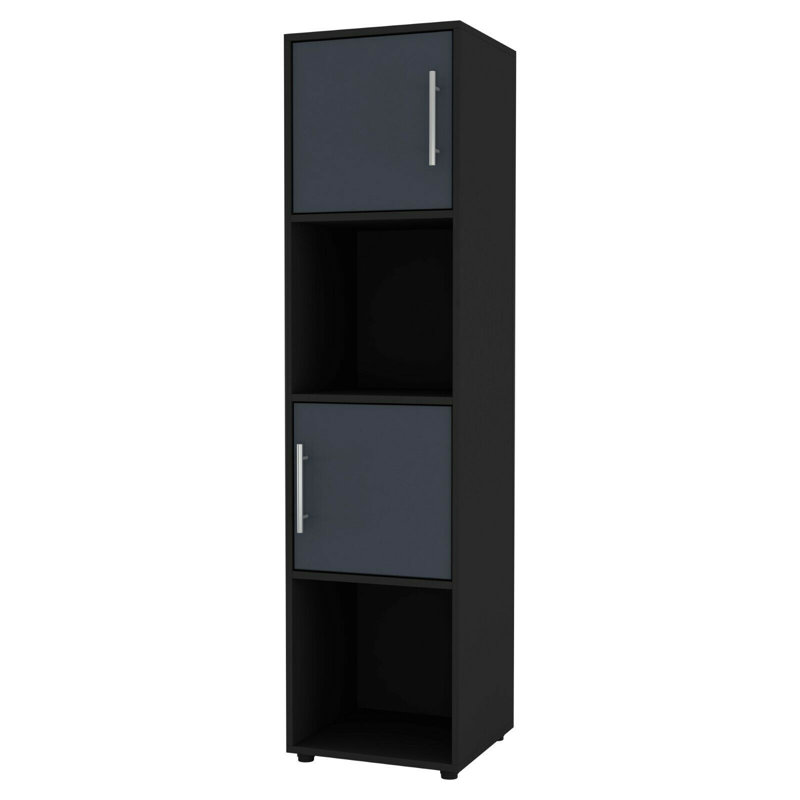 Blodwen 119cm H x 30cm W Cube Bookcase, Black/Grey