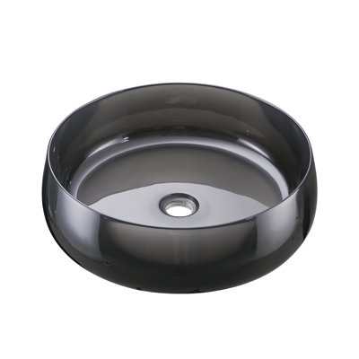 Coastal Translucent Resin 17 Inch Round Bathroom Vessel Sink With Pop Up Drain