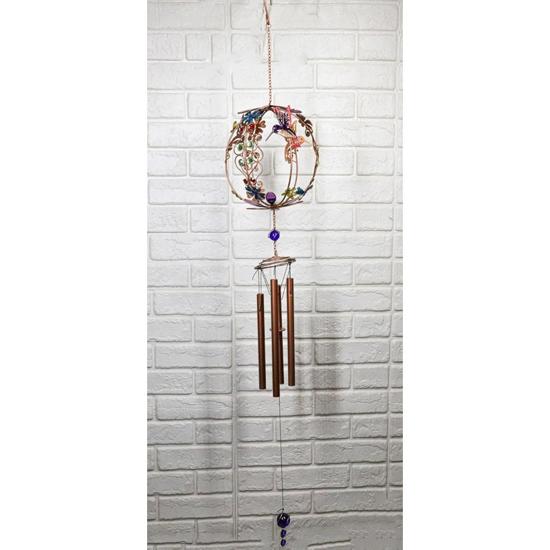 Whimsical Hummingbirds By Enchanted Globe Floral Garden Copper Wind Chime