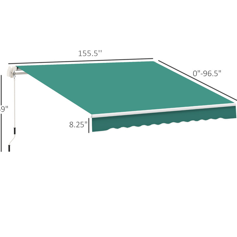 Auvent de balcon de 13 pi x 8 pi - Protégé, étanche, commande manuelle de la manivelle pour le déploiement de la terrasse