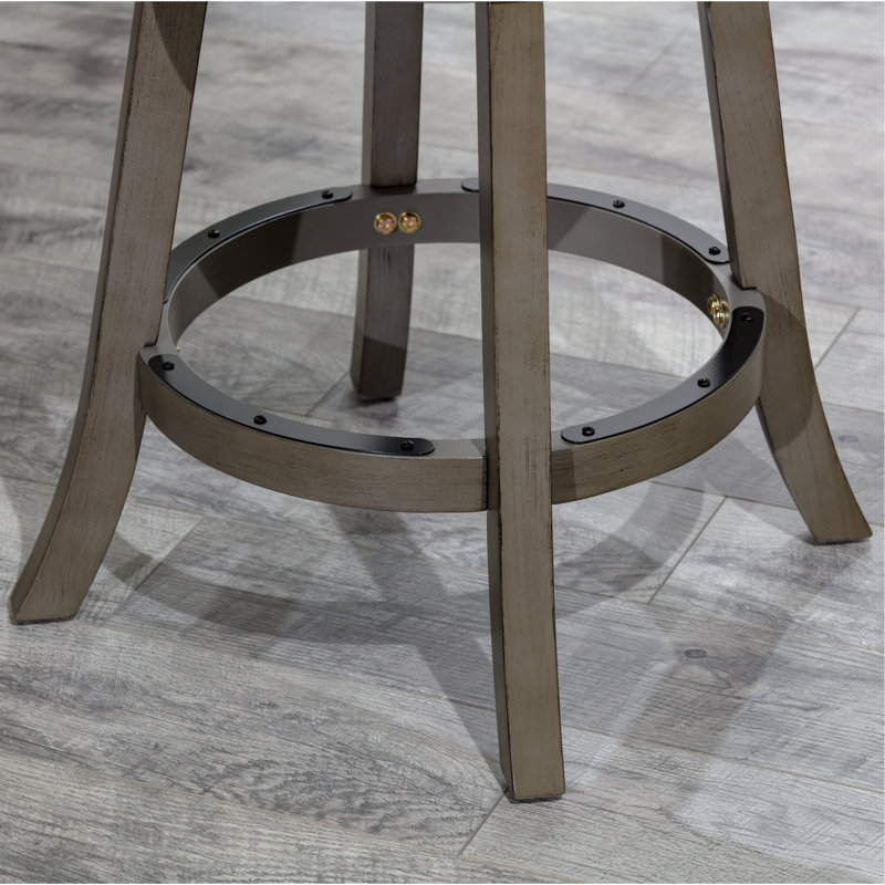 Tabouret pivotant à dossier en X de 30 po de hauteur, gris vieilli, assise en tissu gris anthracite, Gris anthracite