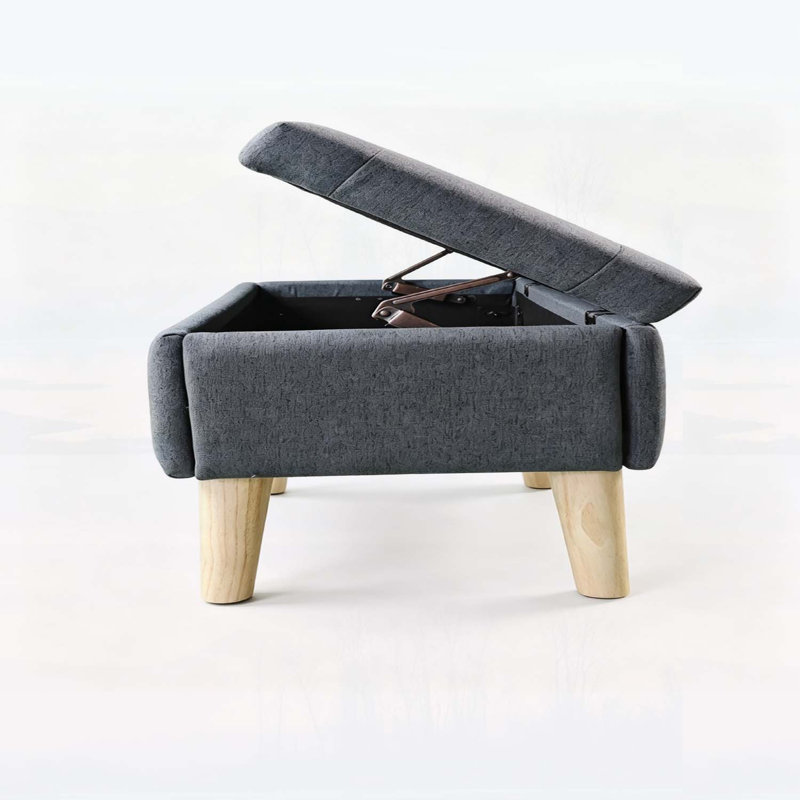 Banc avec repose-pieds de 32 po de large avec plateau intégré, repose-pieds carré rembourré pour un rangement supplémentaire et une vie moderne