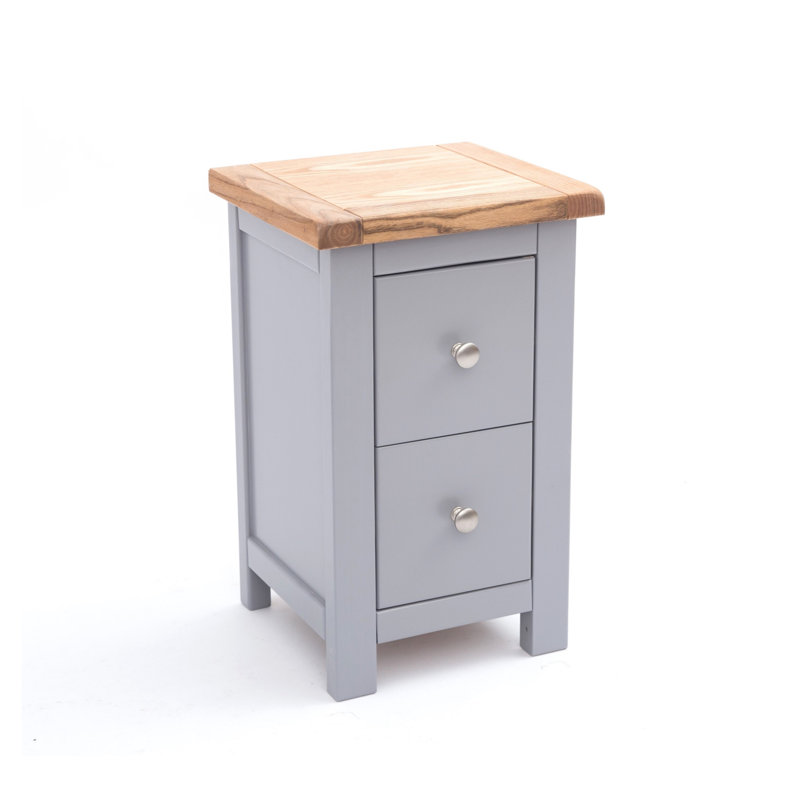 Aubusson 35cm W Bedside Table, Grey, Chrome