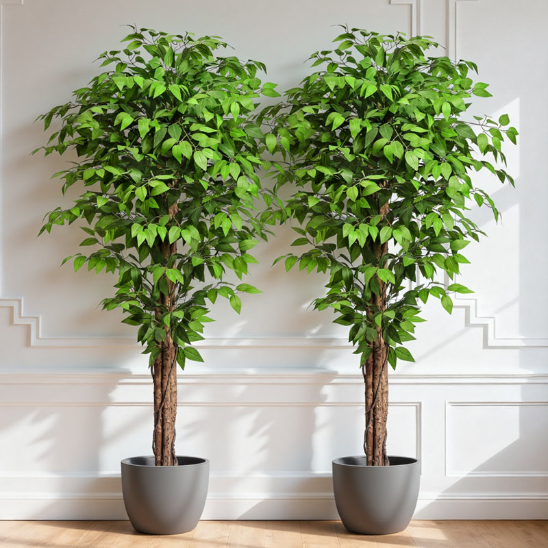 Ensemble de 2 plantes à tiges artificielles de 7 pieds en pot pour chambre de bébé