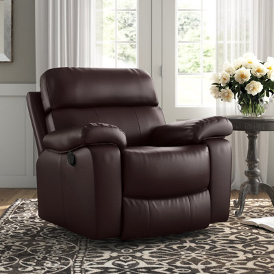Fauteuil inclinable manuel en cuir véritable de 40 po de largeur Mose