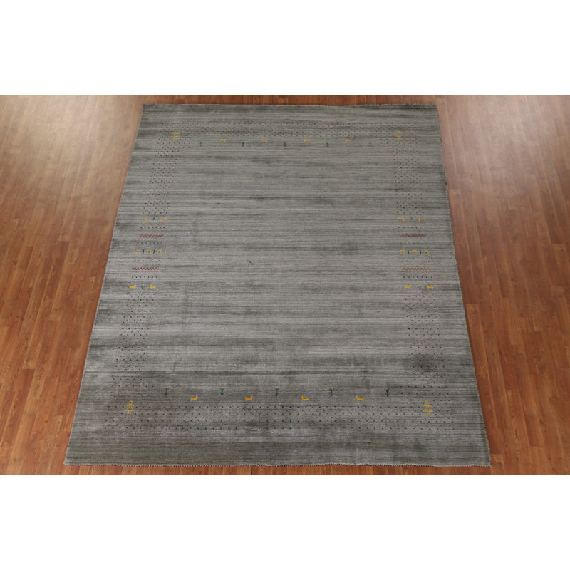 Tapis gris et vert Gabbeh
