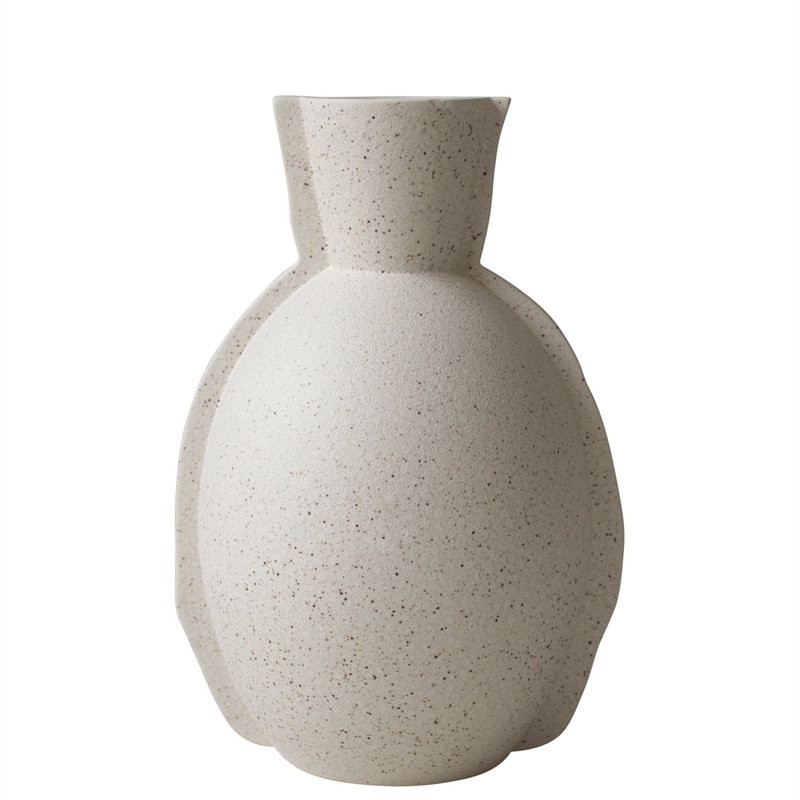 Earthenware Table Vase, Cream Dot