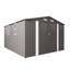 Remise de rangement extérieure grise 10 x 12 pi avec double porte et fenêtres d'aération-128881014
