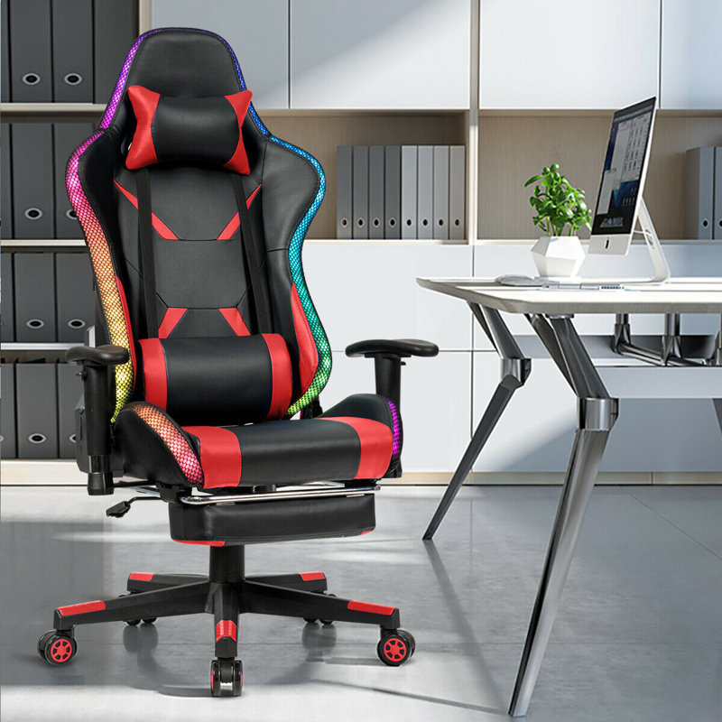 Gaming Chair with Headrest, Red/Black, Red/Black