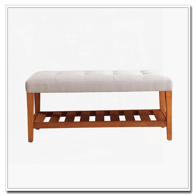 Banc rembourré avec cadre en bois, Gris clair