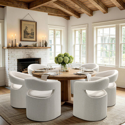 Upholstered Dining Armchairs With Hidden Casters