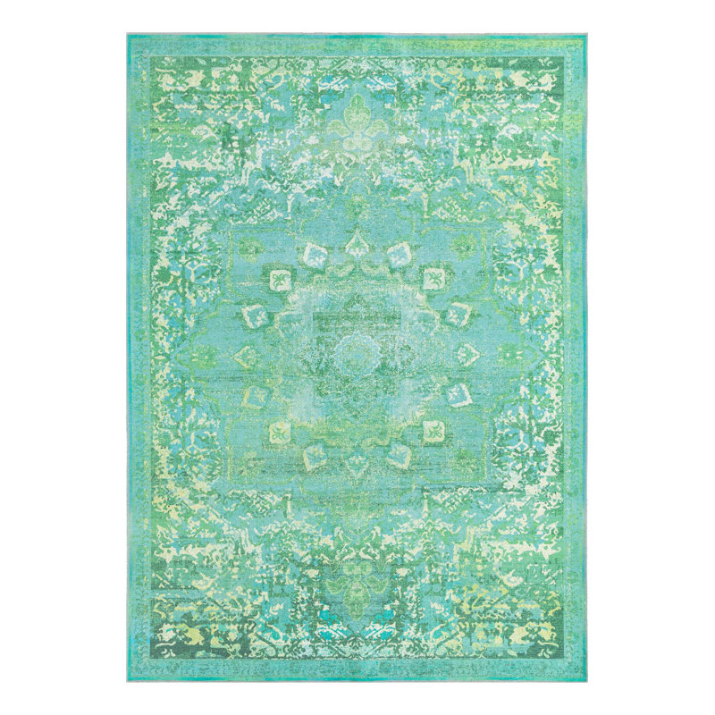 Tapis oriental vert Bitteridge, Rectangle 7 pi 3 po x 10 pi