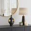 Vase de table décoratif décoratif à poignée simple abstraite pour la maison - Grand vase en terre cuite pour décoration de bureau et de salon - 14 po, noir et brun