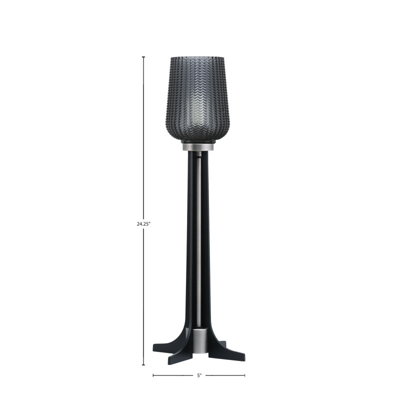 Lampe d'appoint Marivi avec verre texturé de 5 po, Graphite / noir mat, Fumée