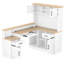 Bureau d'ordinateur en L avec prise de courant, tiroirs, bibliothèque, bureau d'angle moderne, bureau d'écriture de table d'étude en L, bureau d'ordinateur de coin avec rangement, blanc-1978527014