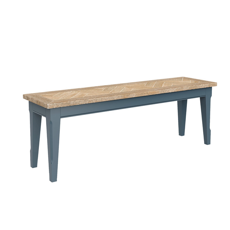 Kusilvak Wood Bench, 45cm H x 130cm W x 35cm D , Blue/Brown