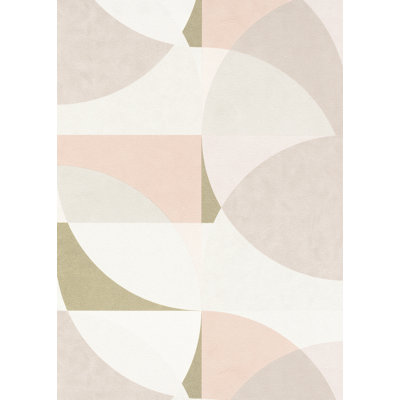 Concord Wallcoverings Geometric Textured Wallpaper Featuring Overlapping Circles, Beige Cream Grey Silver, 21In X 33Ft(56Sqft); 1015002