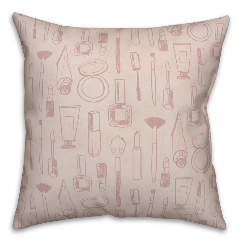 Coussin carré, Rose / blanc