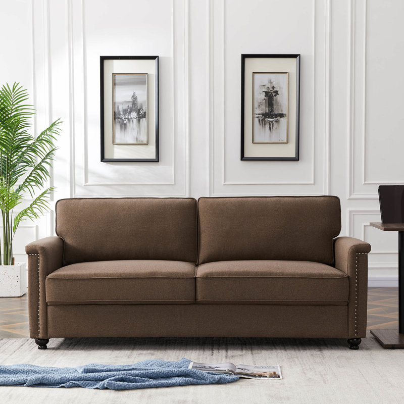 Canapé à accoudoirs carrés 75,6 po Cobos, Polyester brun