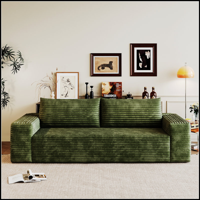 Canapé 71 pouces en velours côtelé 3 places avec assise profonde, aucun assemblage requis, parfait pour le salon et la chambre à coucher