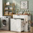 Laundry Hamper Cabinet, Double Laundry Cabinet with 2x11 Gallon Baskets, Pull-Out Laundry Storage Cabinet with 3 Adjustable Shelves, 2 Hooks and Drawer