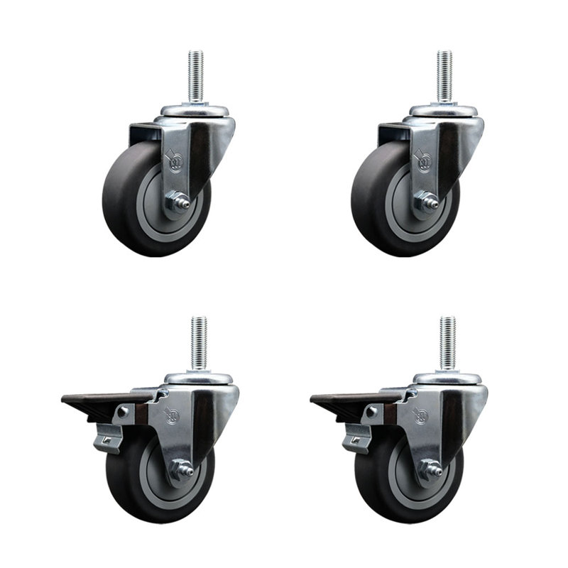 Ensemble de roulettes à tige filetée pivotante 3,5 po