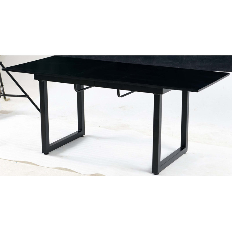 Extendable Dining Table With Metal Leg(Only Table), Black