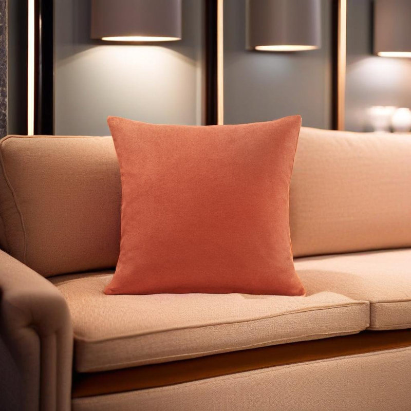 Velvet Feel Chenille Scatter Cushion Cover, Orange, 55 cm x 55 cm