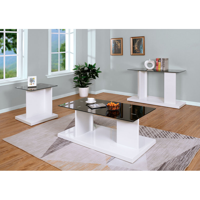 Donjae Aadvik 3 Piece Coffee Table Set, White