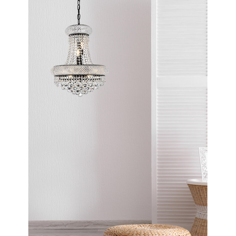 Ston Easton 8-Light Crystal 2-Tier Empire Chandelier, 20" H x 16" W x 16" D, Black