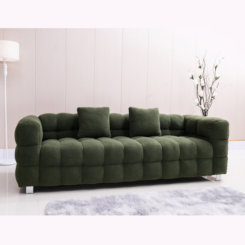 Upholstered Sofa, 24" H x 80" W x 30.7" D, Dark Green Polyester Blend