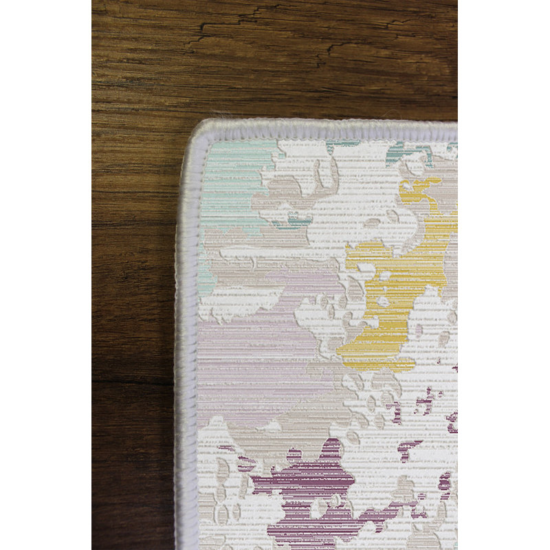 Stylish Hall Carpet (3.3 x 4.9 ft), 100% Polyester, 650 g/m², 0.16 in Pile Height | Antibacterial, Eco-Friendly, Non-Slip PVC Dot Underside | Machine Washable, Beige, Purple, Mink & Yellow | Perfect for Entryways & Living Rooms