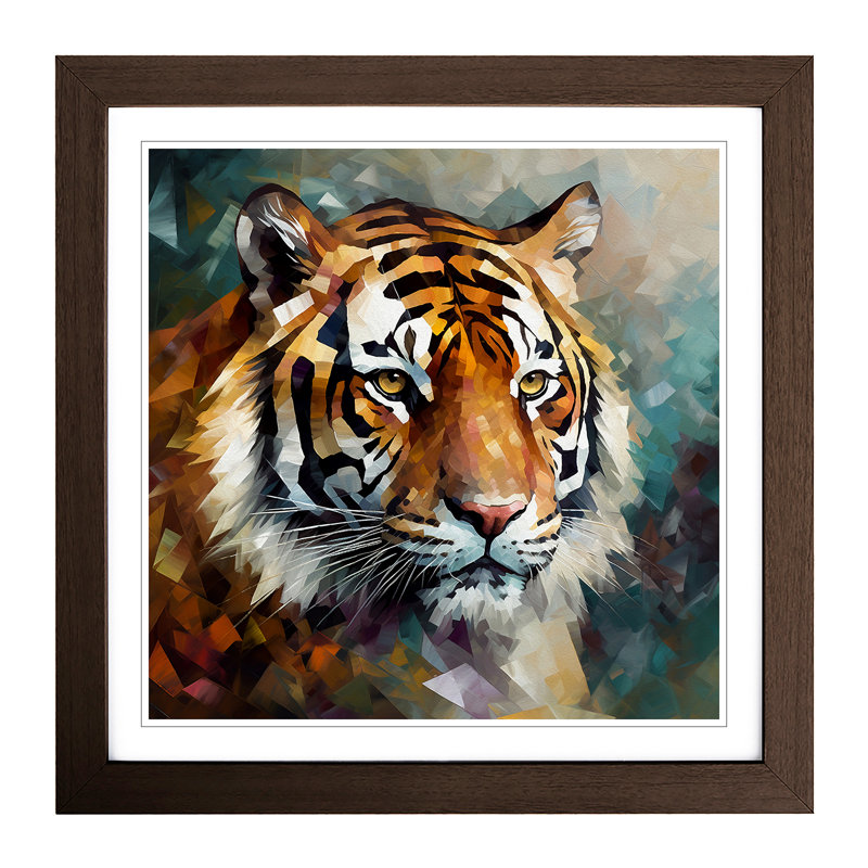 Tiger Cubism - Framed Print, Walnut