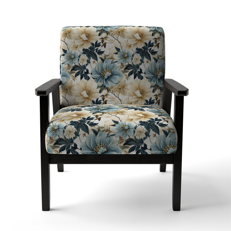 Fauteuil d'appoint rembourré Sandy Beige et bleu Hydrangea Tranquility