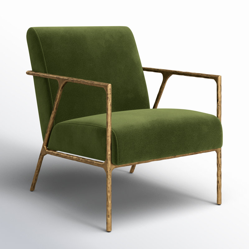 Fauteuil rembourré, Velours vert olive