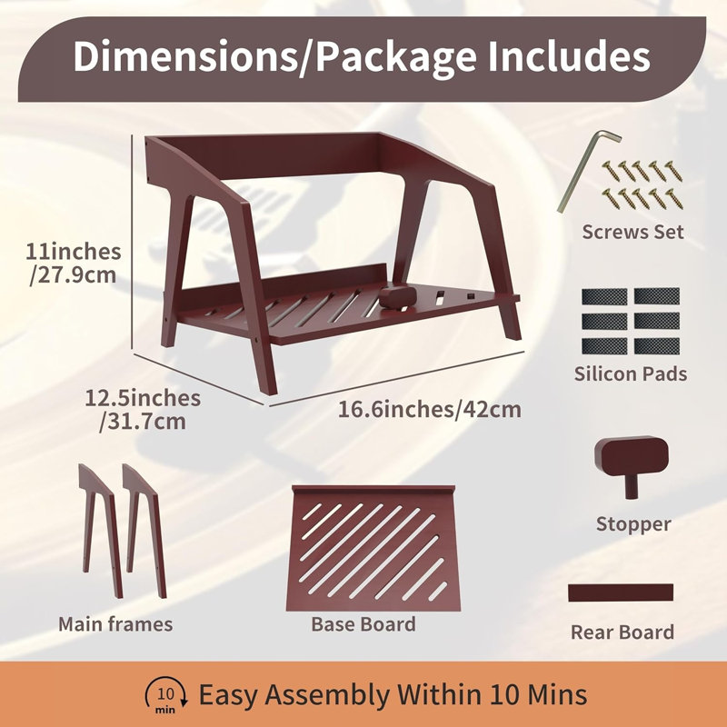 Bamboo 27.9cm H Dowel Rack