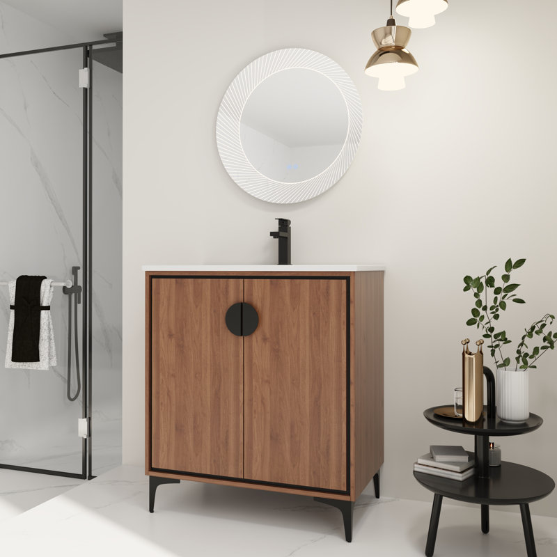 Meuble-lavabo simple 30 po - autoportant avec portes à fermeture en douceur